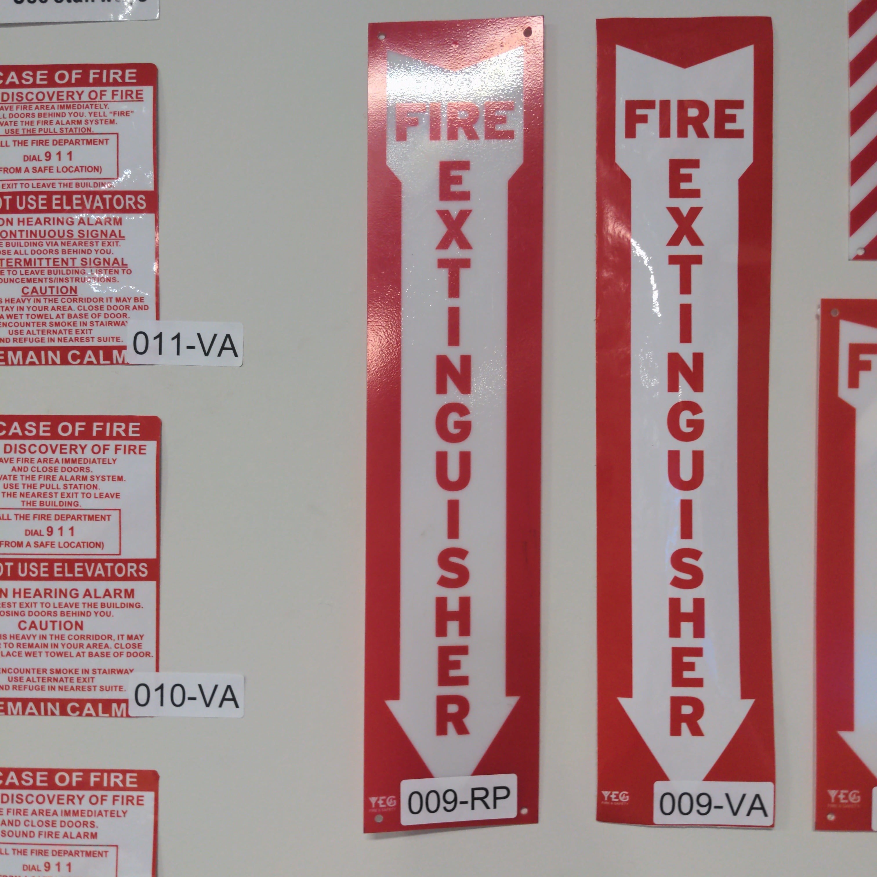 Sign 009 Rp Fire Extinguisher Arrow 4x18 Flat Rigid Plastic Yeg Fire And Safety 