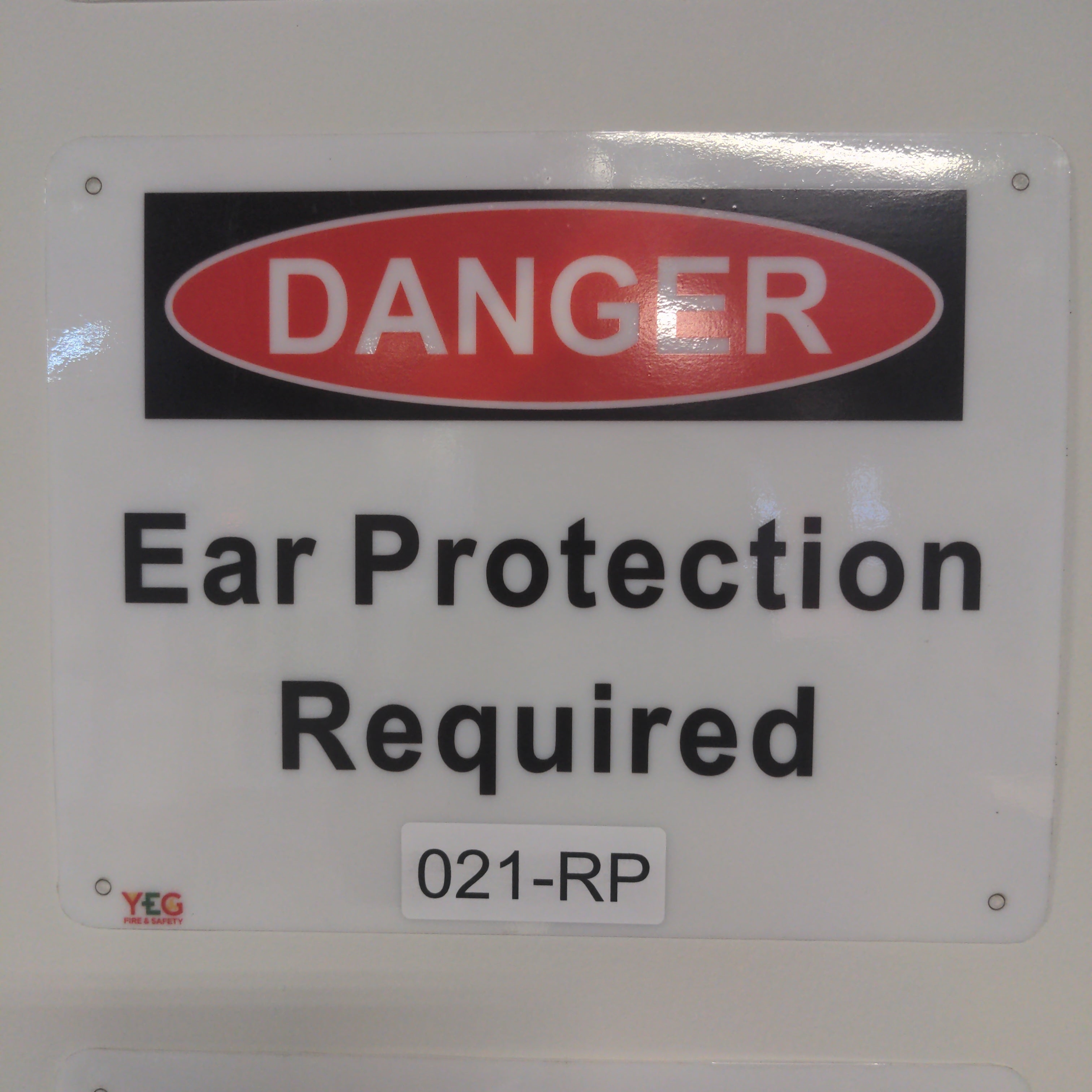 Sign 021 Rp Danger Ear Protection Required 8x10 Flat Rigid Plast