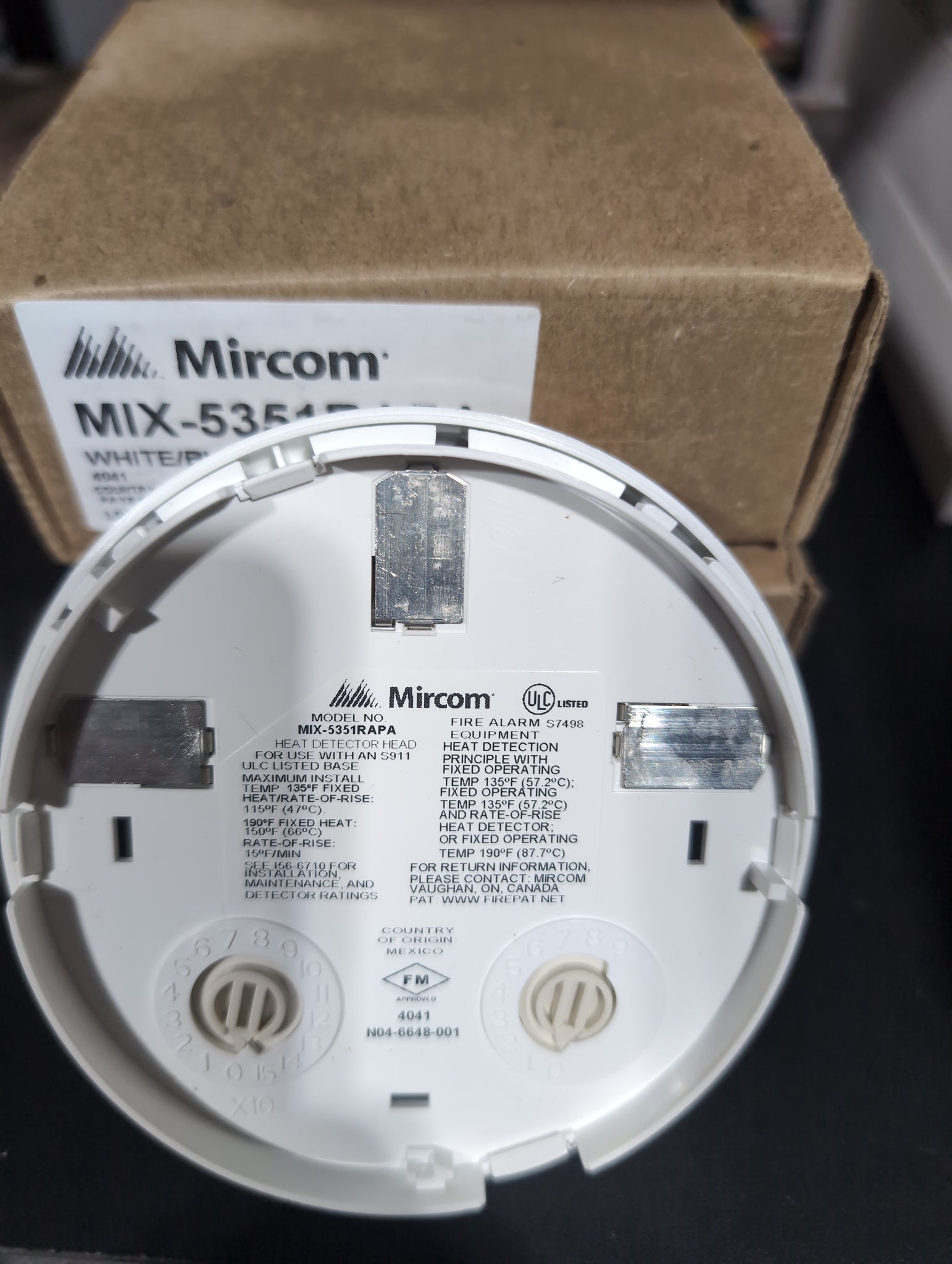 Mircom MIX-5351RAPA Addressable Heat Detector 135f RoR/Fixed – YEG Fire ...