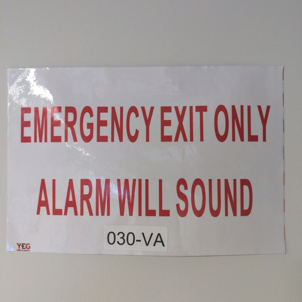 SIGN-030-VA Emergency Exit Only Alarm Will Sound - 12